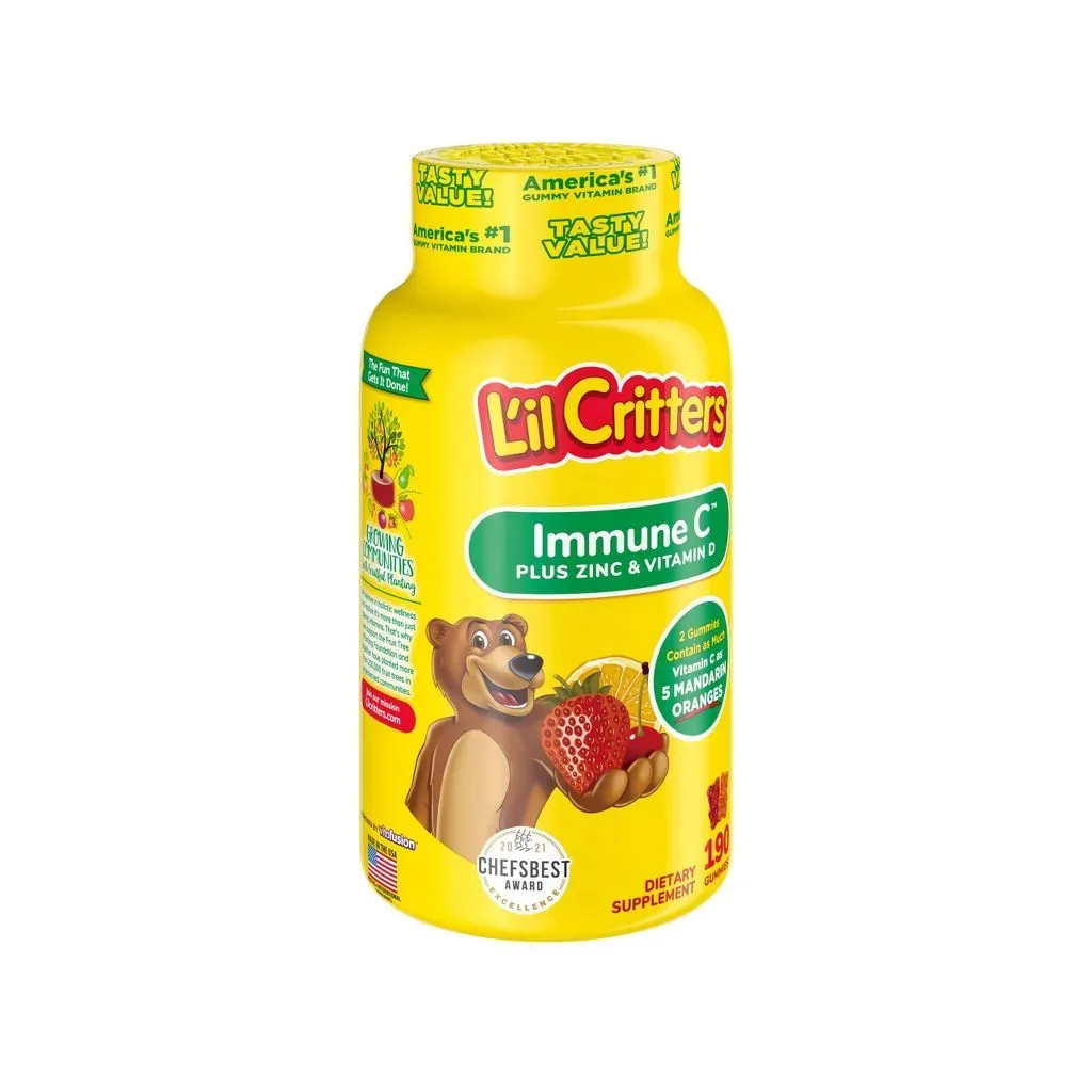 مکمل پاستیلی میوه ای کودکان لیل کریترز Lil Critters vita fusion حاوی ویتامین سی زینک پلاس ویتامین دی