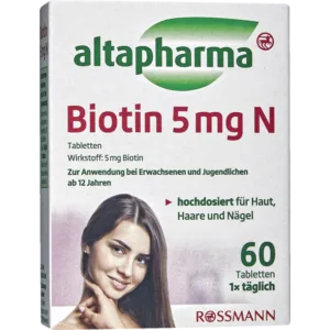 قرص بیوتین 5میلی گرم آلتا فارما تقویت مو و ناخن 60عددی BIOTIN 5MG N