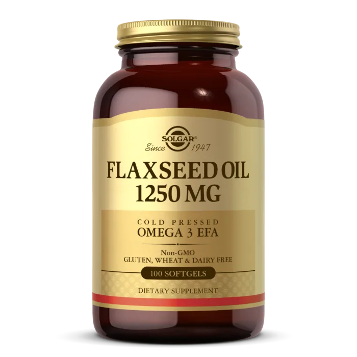 مکمل روغن بذر کتان سولگار 1250mg اسید چرب ضروری با اسید آلفا لینولنیک 100 عدد