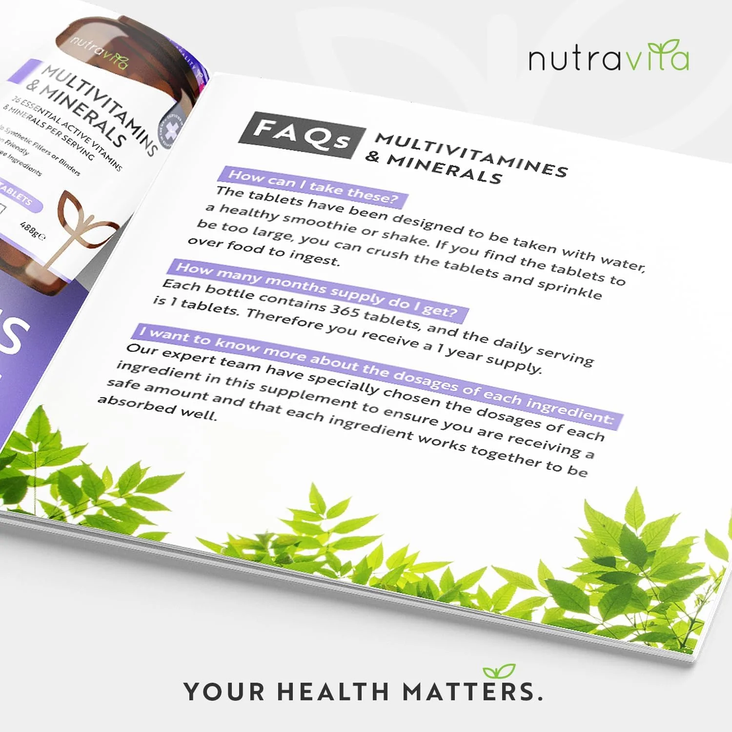 مولتی ویتامین استثنائی nutra vita وگان با 26 ماده ضروری و جامع 365 عددی 488گرم