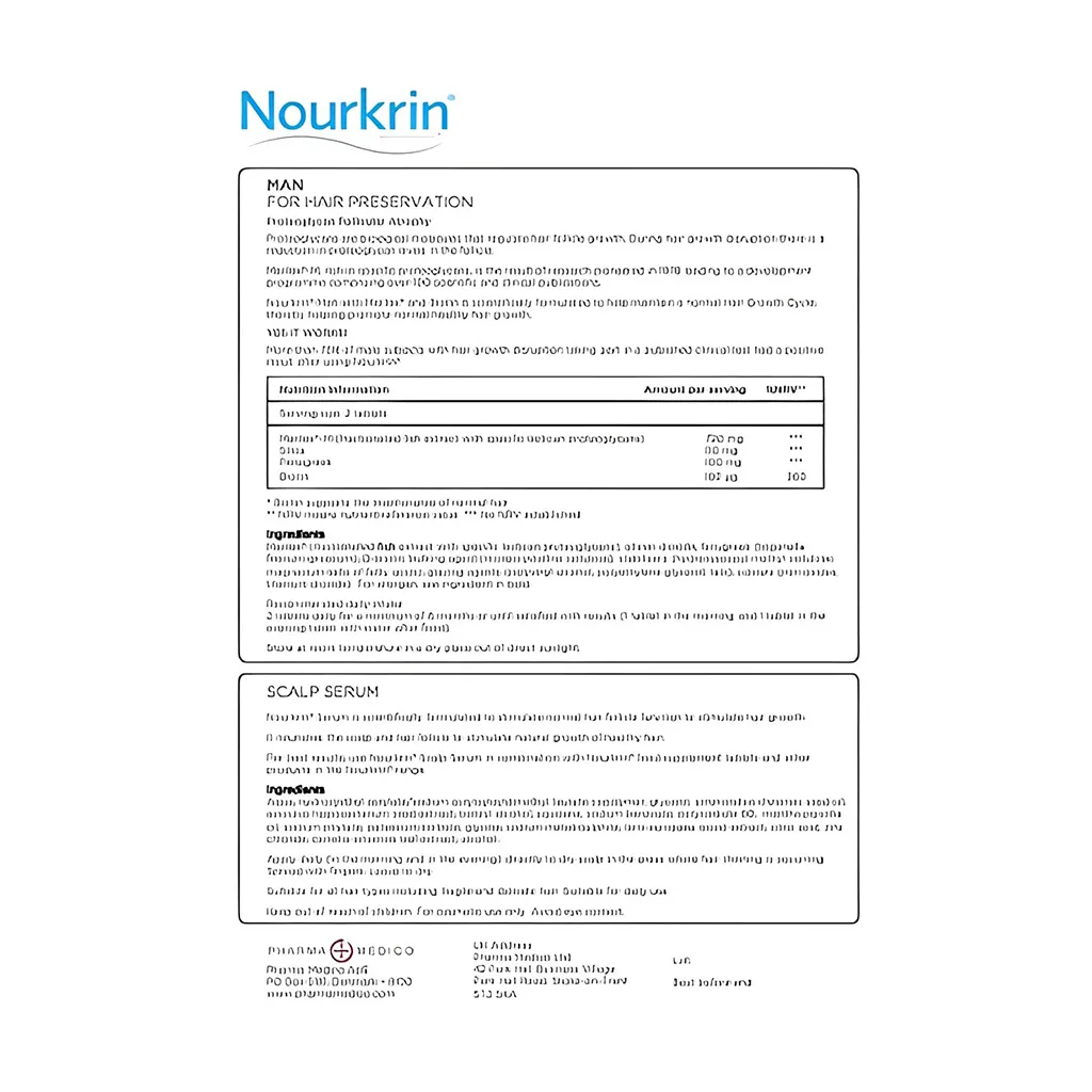 مکمل ضد ریزش نورکرین Nourkrin آقایان در دو حجم