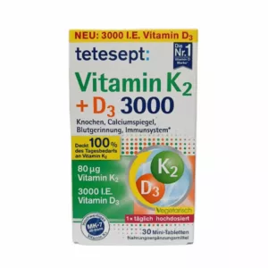 مکمل ویتامین K2 ویتامین D3 دوز 3000 تتسپت د3 تعداد 30تایی