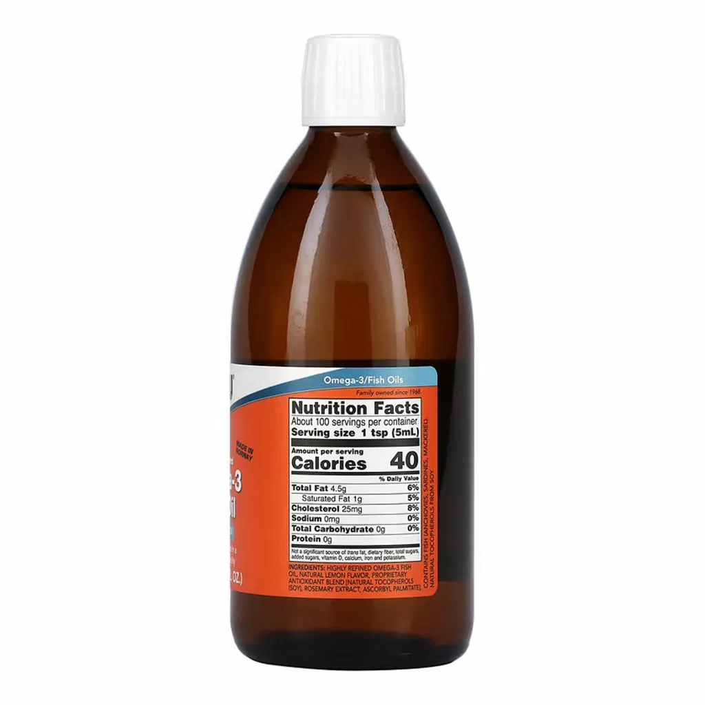 امگا3 مایع NOW FISH OIL نو EPA+DHA=1200 حجم 500mil