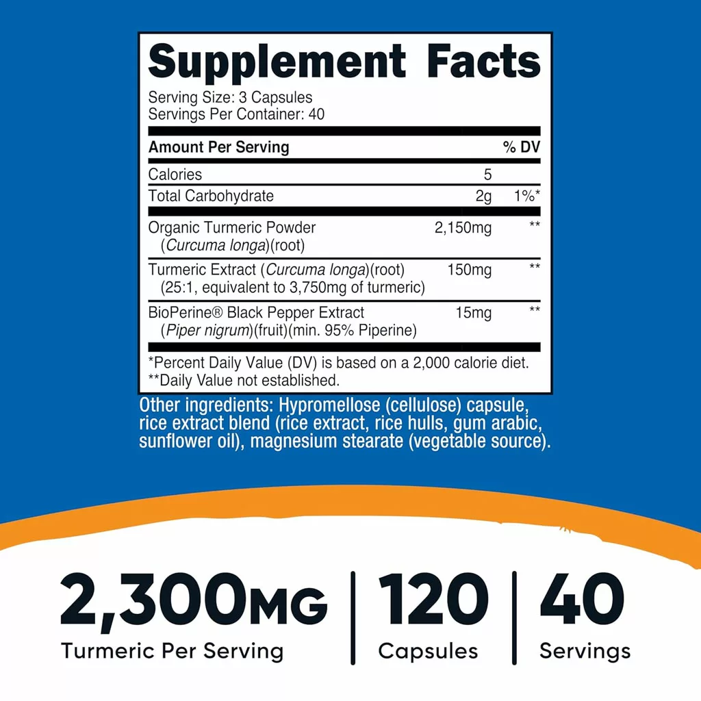 مکمل زردچوبه Turmeric ناتریکاست آمریکا 2300mg