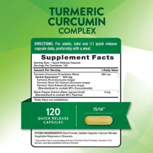 مکمل ترمریک کورکومین 500mg TURMERIC CURCUMIN Plus BLACK PEPPER زردچوبه زنجبیل