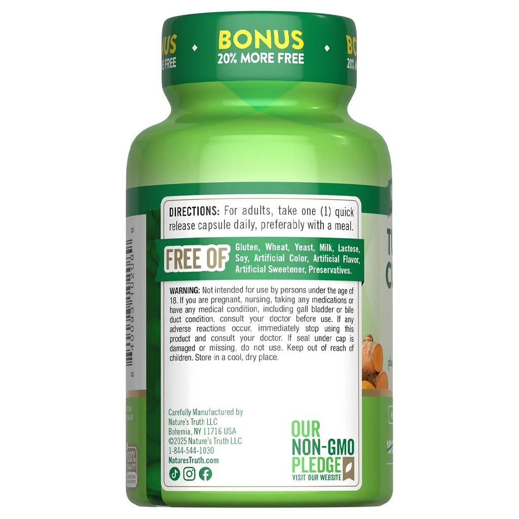 مکمل ترمریک کورکومین 500mg TURMERIC CURCUMIN Plus BLACK PEPPER زردچوبه زنجبیل