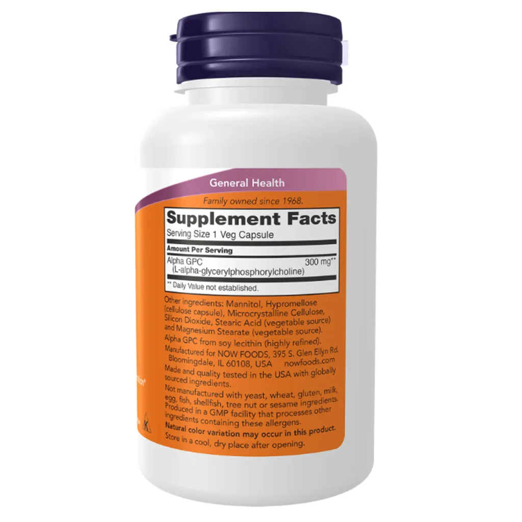 مکمل Alpha GPC NOW منبع کولین افزایش حافظه و تمرکز 300mg
