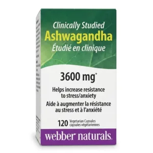 مکمل آشواگاندا وبر نچرال ضد استرس 3600mg تعداد 120